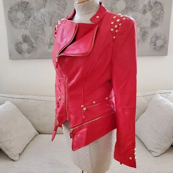 SX Honey Pot Faux Leather Studded Jacket sz Med - Picture 6 of 13